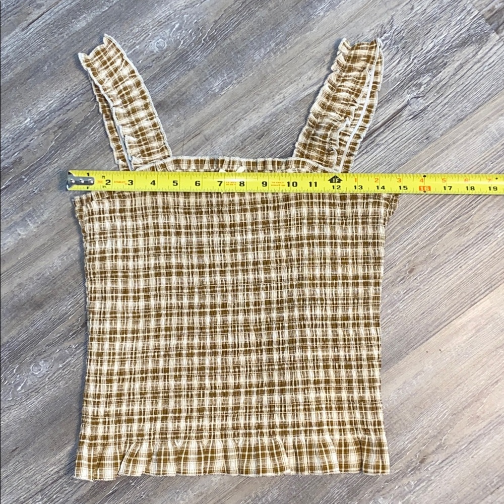 EUC Stretchy Ruched Check Tank M - Picture 3 of 4